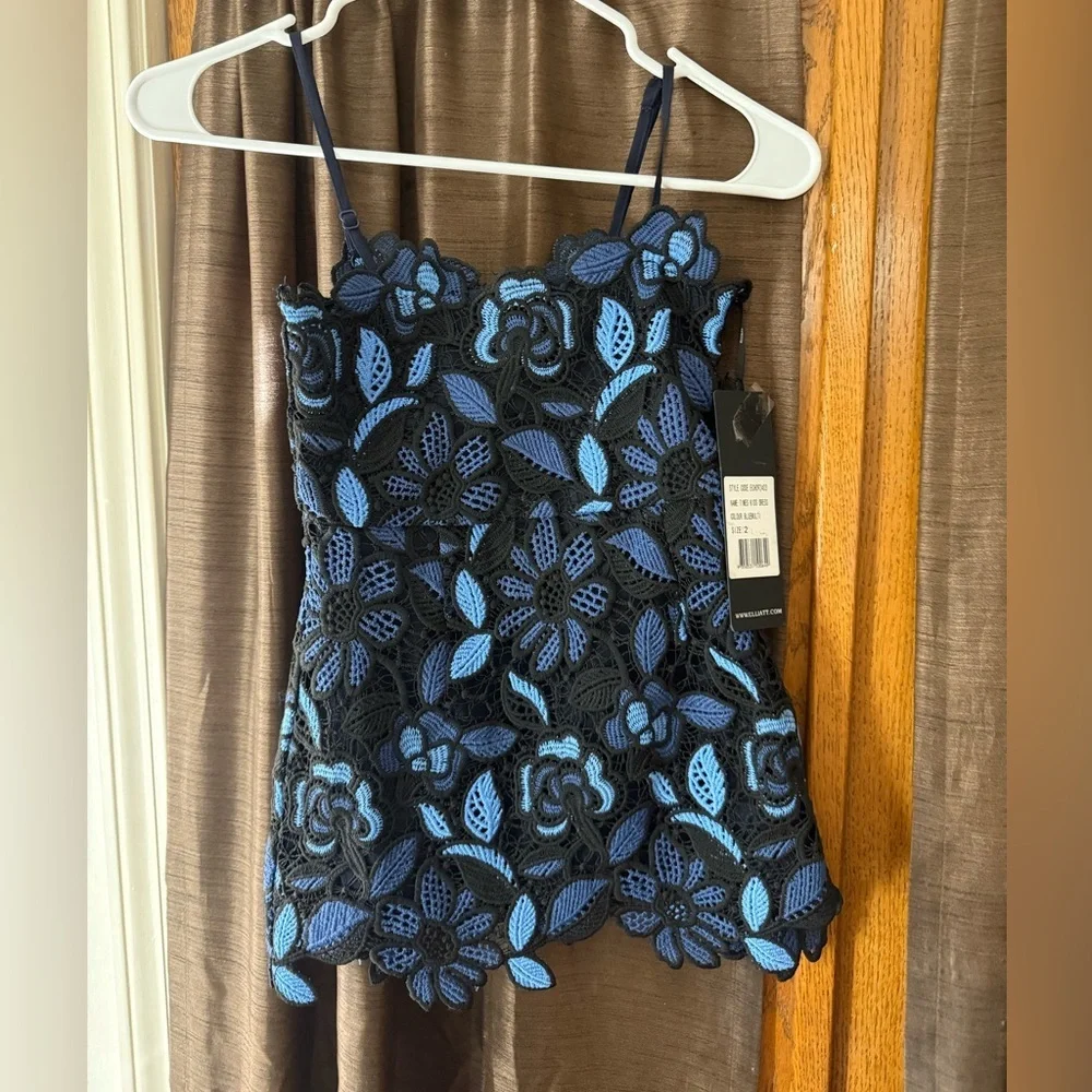 Elliatt Black Blue Floral Lace Girls Dress Size 2 Party Wedding Flower Girl NWT